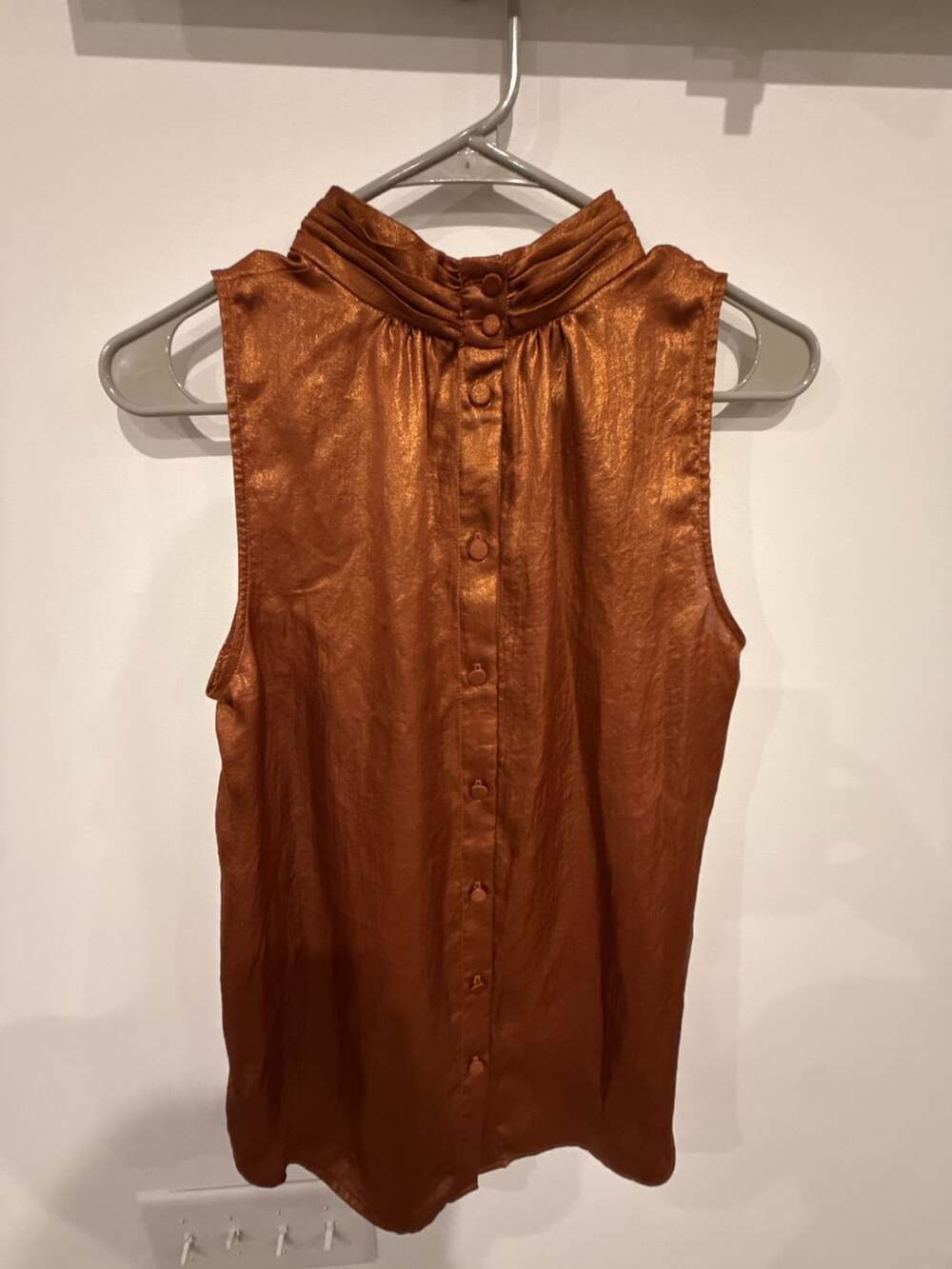 Maeve by Anthropologie Rust Orange Shimmer Sleeveless High Neck Blouse